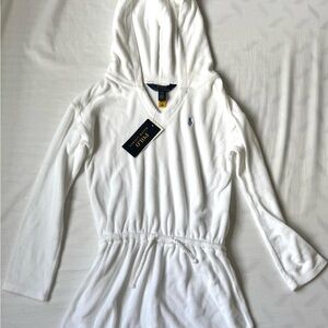 Ralph Lauren White Hooded Towel Robe Cover for Girls